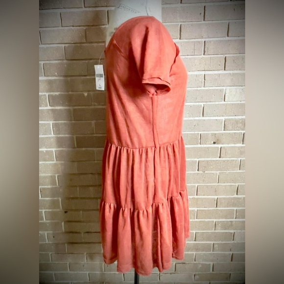 NWT - Forever 21 Red/Orange Slightly Semi Sheer Polyester Knit Babydoll tunic - Picture 5 of 9